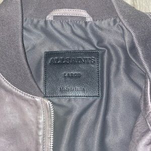 Mens All Saints Leather Bomber Jacket